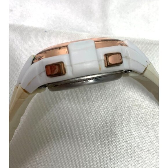 FMD Digital Sports Watch Rose Gold-Tone Bezel & White Silicone Strap FMDAW556 - Picture 7 of 10
